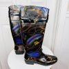 LAUREN RALPH LAUREN Women Rosalyn II Rain Boots Black Gold Rope Chain Size 7B