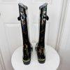 LAUREN RALPH LAUREN Women Rosalyn II Rain Boots Black Gold Rope Chain Size 7B
