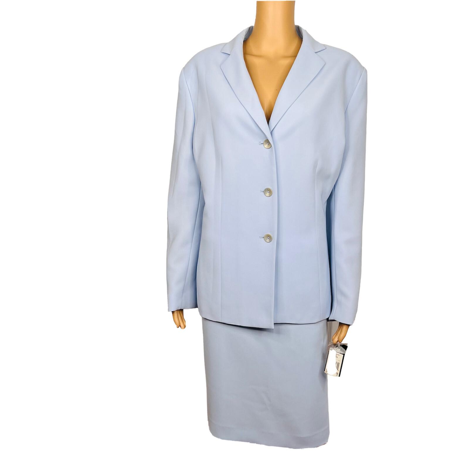 Le Suit Periwinkle Polyester Skirt Size 16 Suit Size 18 Notch Collar 2PC New