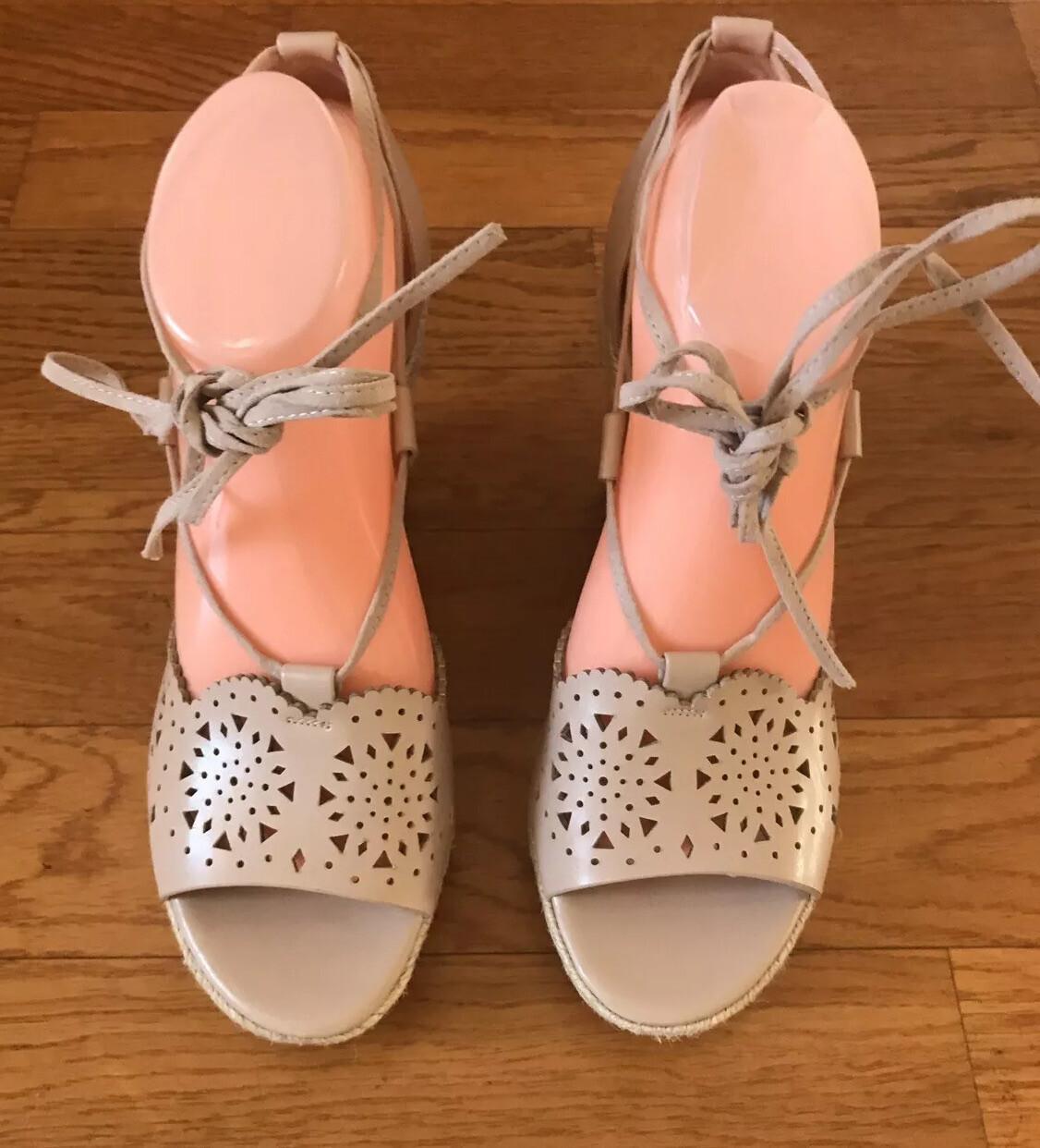 NEW NINE WEST Women Freestone Natural Espadrille Platform Sandals 8.5 M
