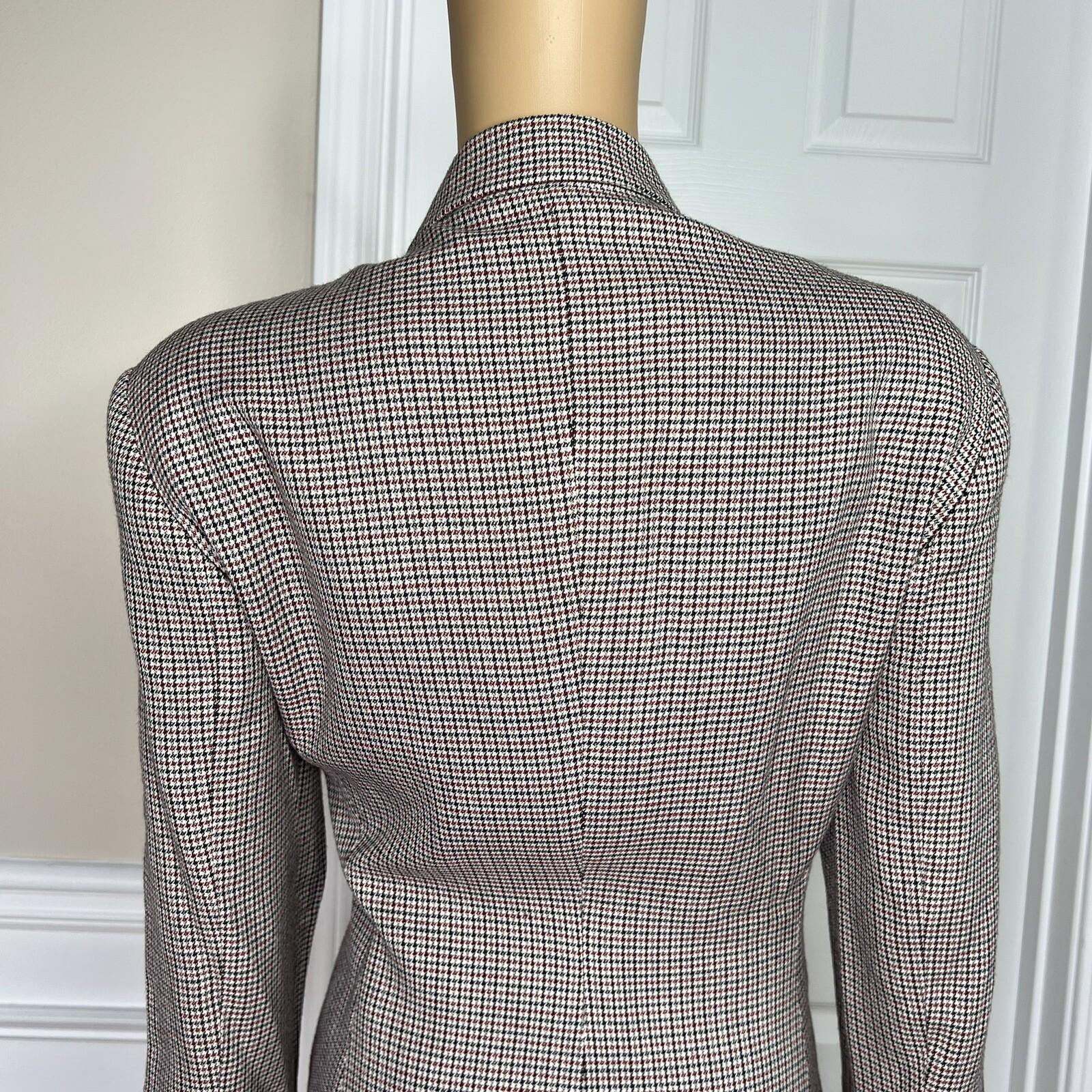 TAHARI Vtg Multicolor Wool Rayon Lined Double Breasted Business Blazer Size 10