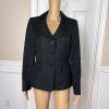 LE SUIT Women Black Polyester Lined Shawl Collar Career Blazer Suit Size 6
