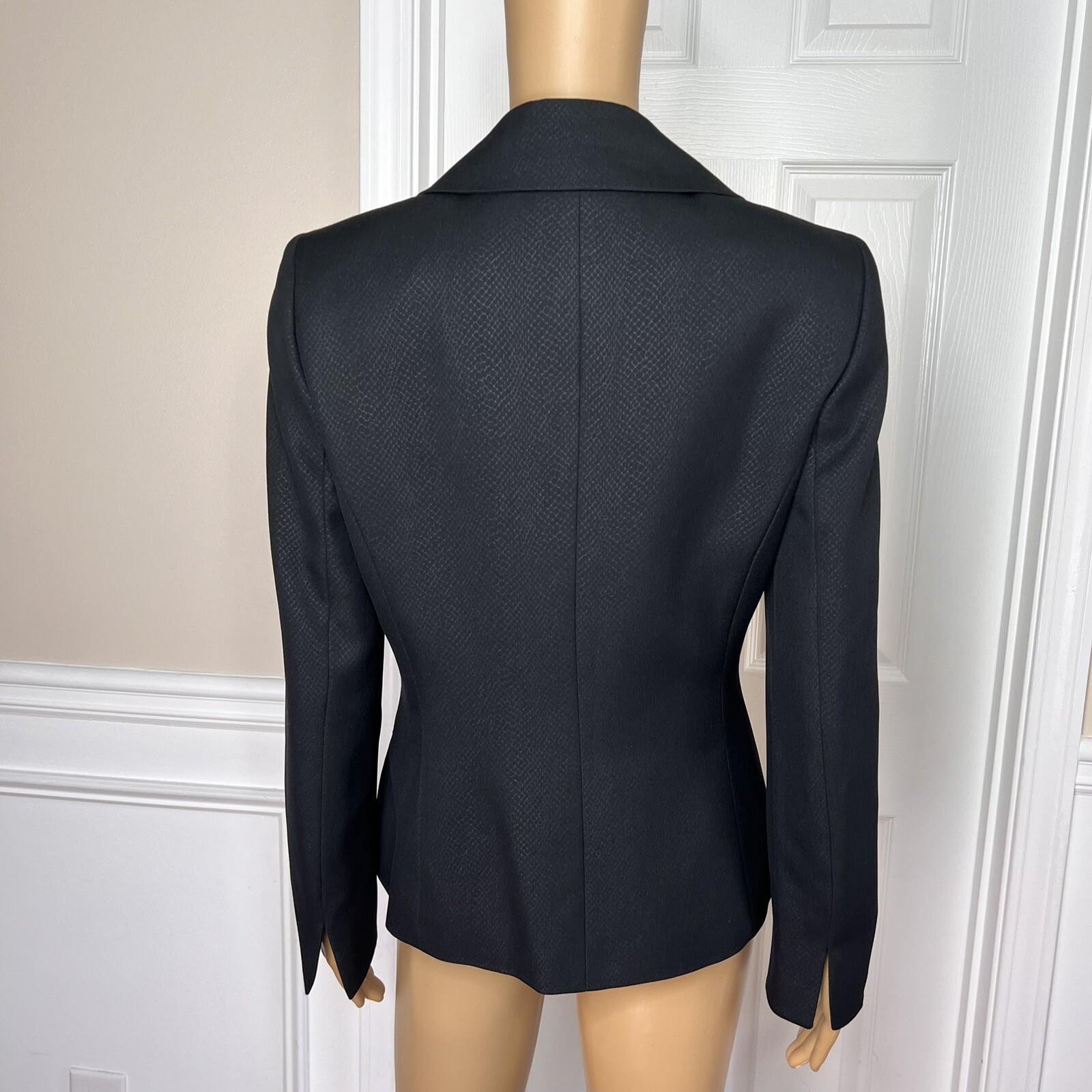 LE SUIT Women Black Polyester Lined Shawl Collar Career Blazer Suit Size 6