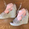NEW NINE WEST Women Freestone Natural Espadrille Platform Sandals 8.5 M