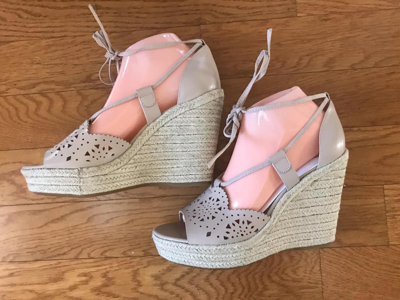 NEW NINE WEST Women Freestone Natural Espadrille Platform Sandals 8.5 M
