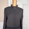 KASPER 2PC Black Polyester Lined Stand Up Collar Zip Up Career Skirt Suit SZ 14