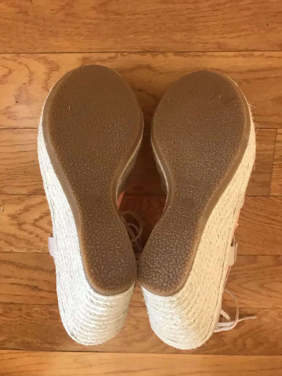 NEW NINE WEST Women Freestone Natural Espadrille Platform Sandals 8.5 M
