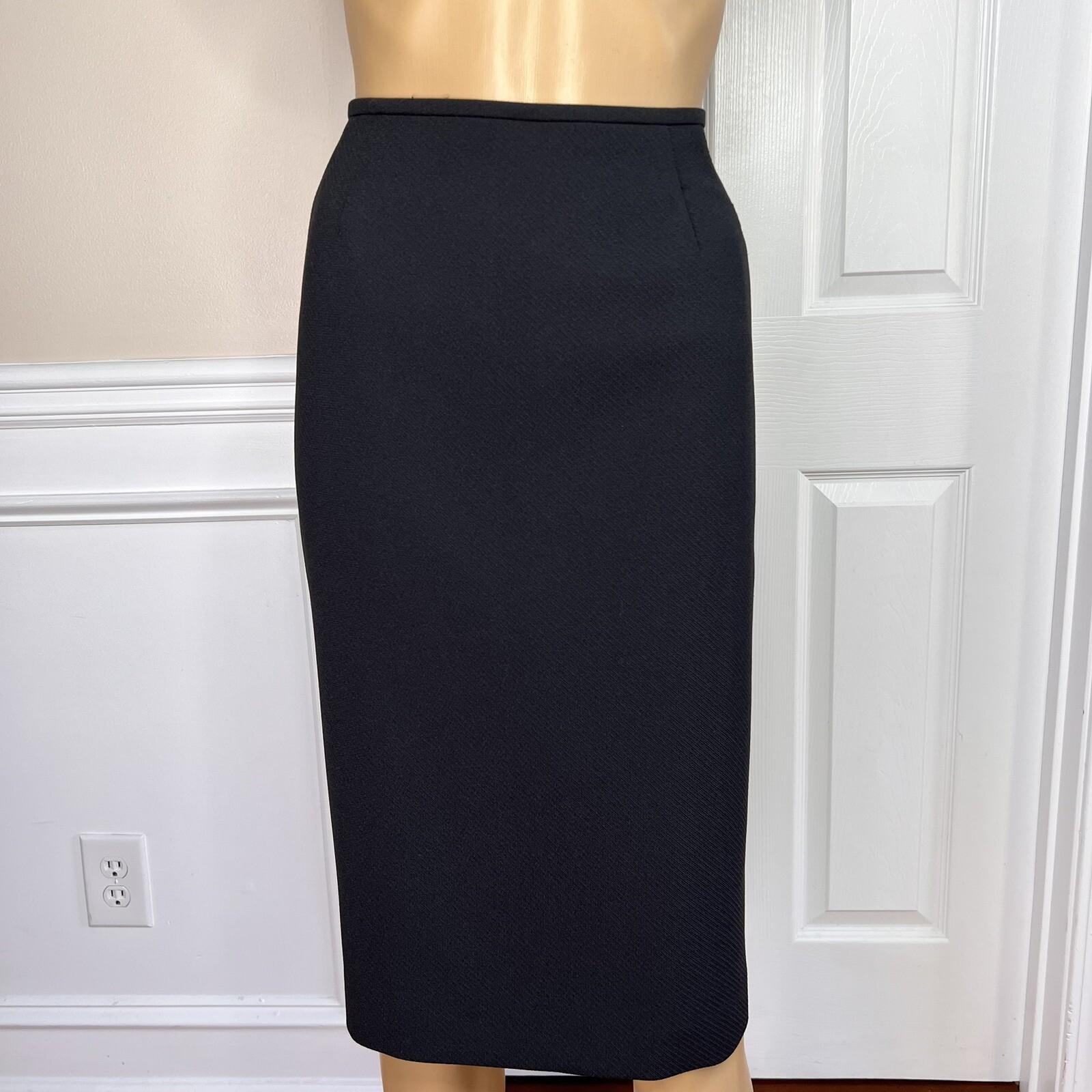 KASPER 2PC Black Polyester Lined Stand Up Collar Zip Up Career Skirt Suit SZ 14