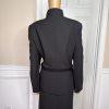 KASPER 2PC Black Polyester Lined Stand Up Collar Zip Up Career Skirt Suit SZ 14