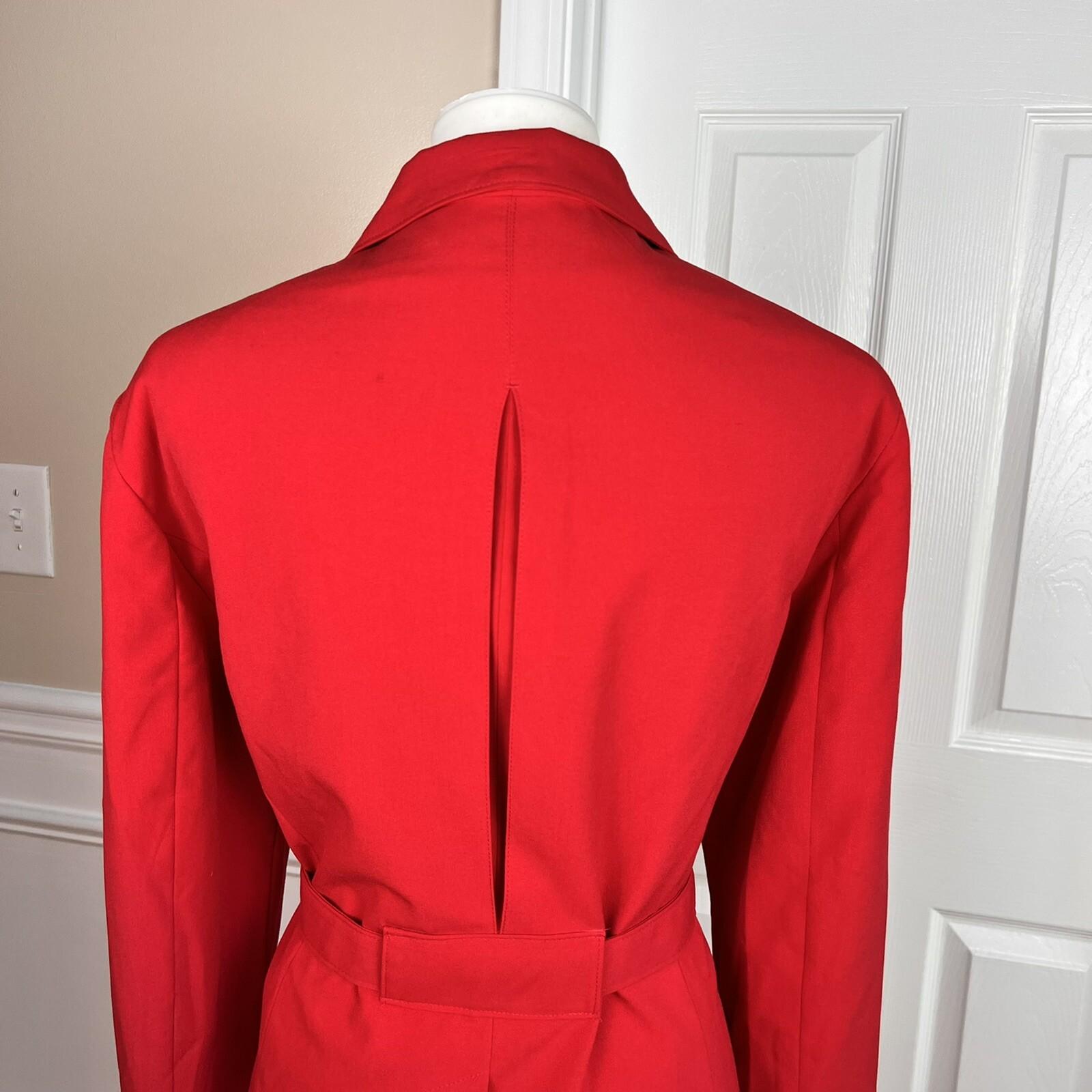 Larry Levine Polyester Rayon Spandex Pant Suit 14 Red Belted Wide Leg 2PC New