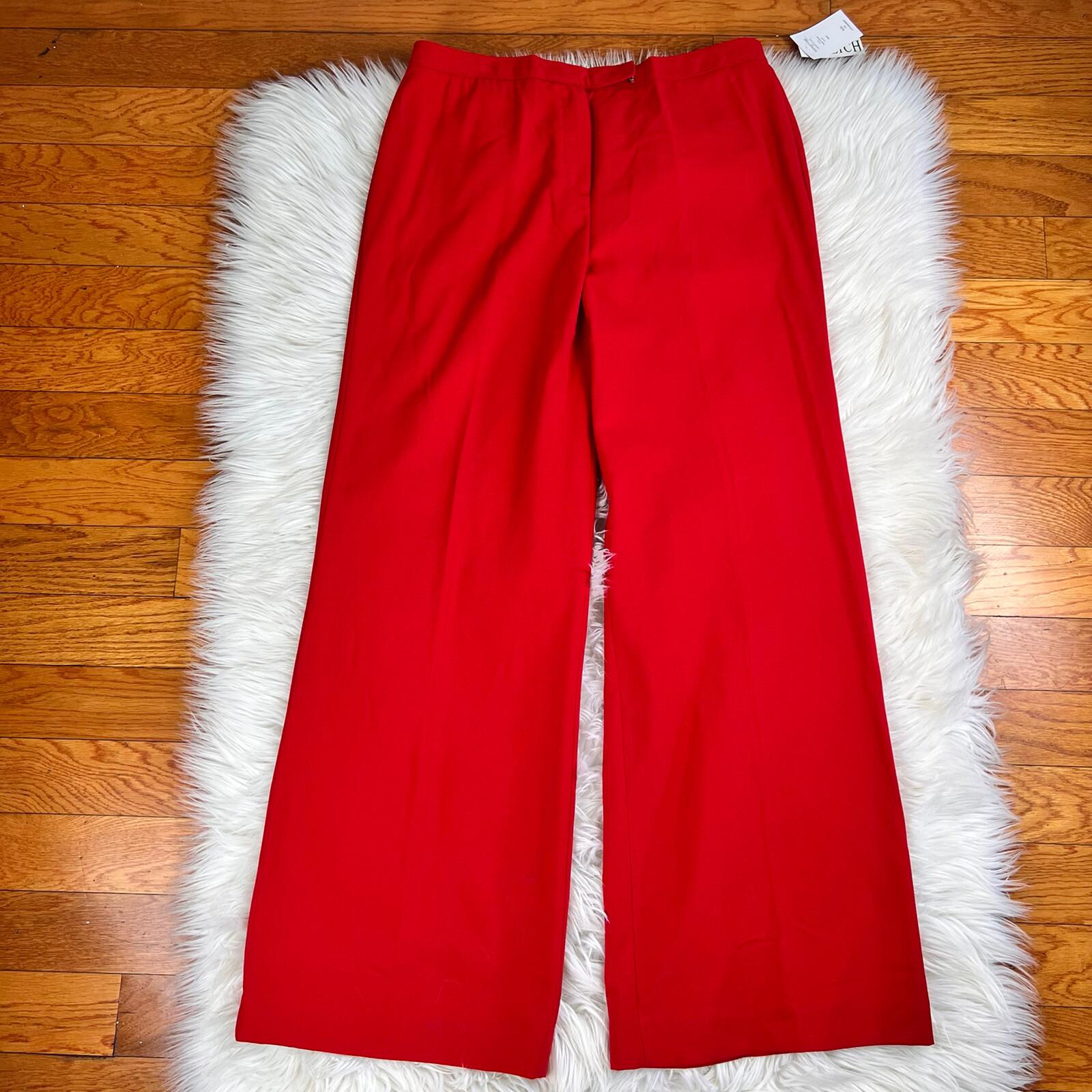 Larry Levine Polyester Rayon Spandex Pant Suit 14 Red Belted Wide Leg 2PC New