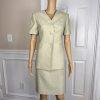 LE SUIT Women 2PC Light Green Polyester Lined Collarless Skirt Suit Size 4P