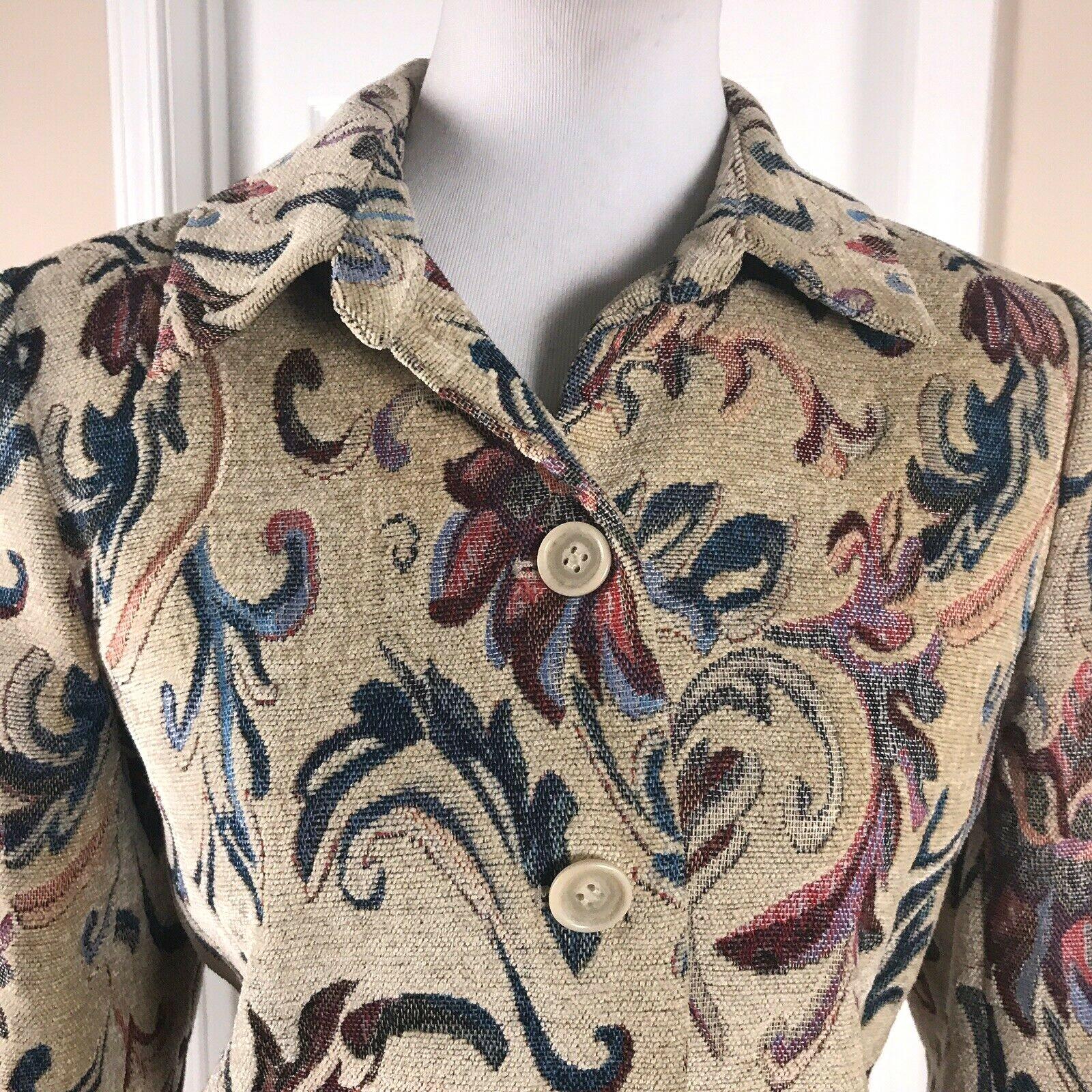 OSCAR Della RENTA Vtg Women Floral Blazer Jacket Size 10