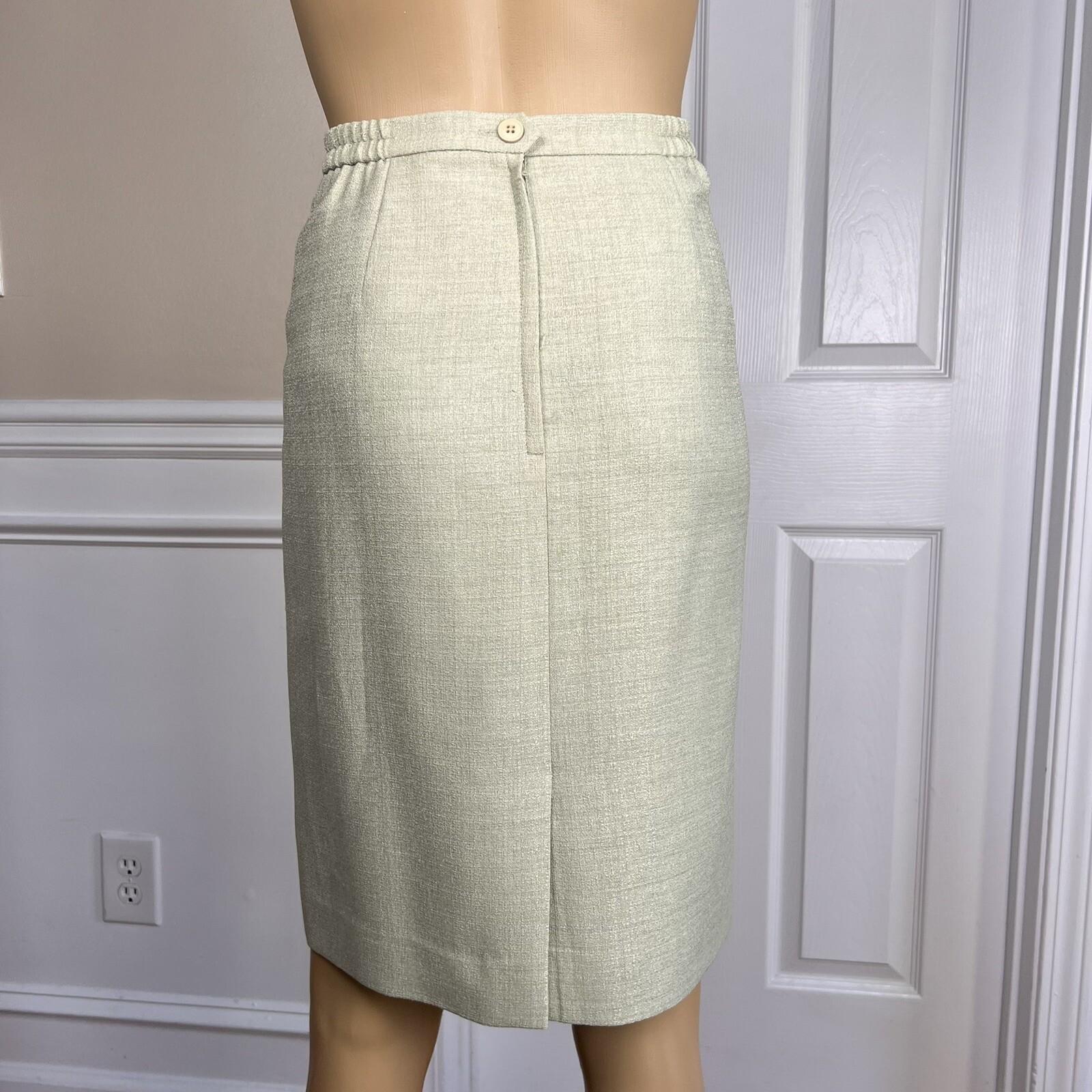 LE SUIT Women 2PC Light Green Polyester Lined Collarless Skirt Suit Size 4P