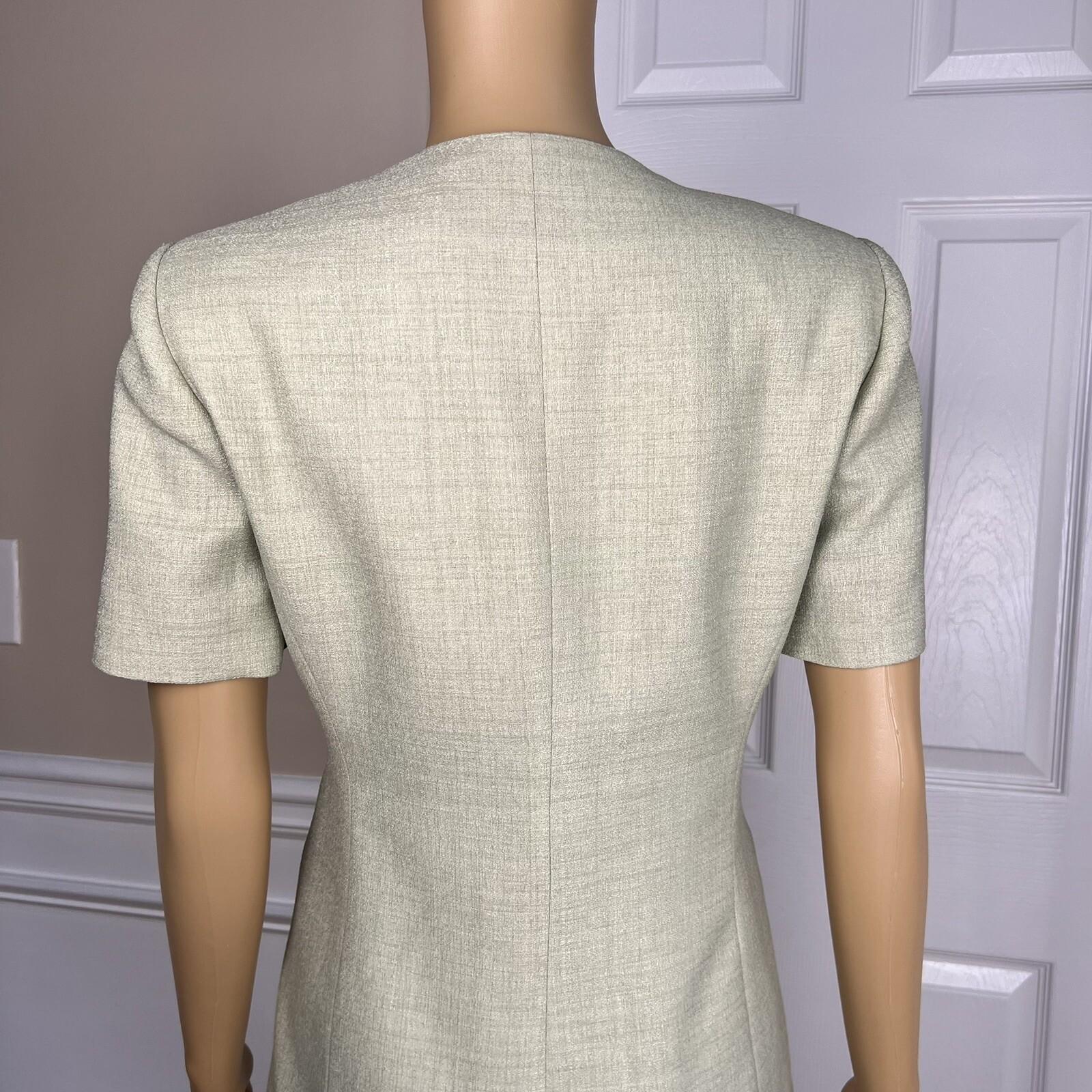 LE SUIT Women 2PC Light Green Polyester Lined Collarless Skirt Suit Size 4P