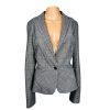 BANANA REPUBLIC 1PC Gray Striped Polyester Spandex Lined  Ruffle Blazer Size 2