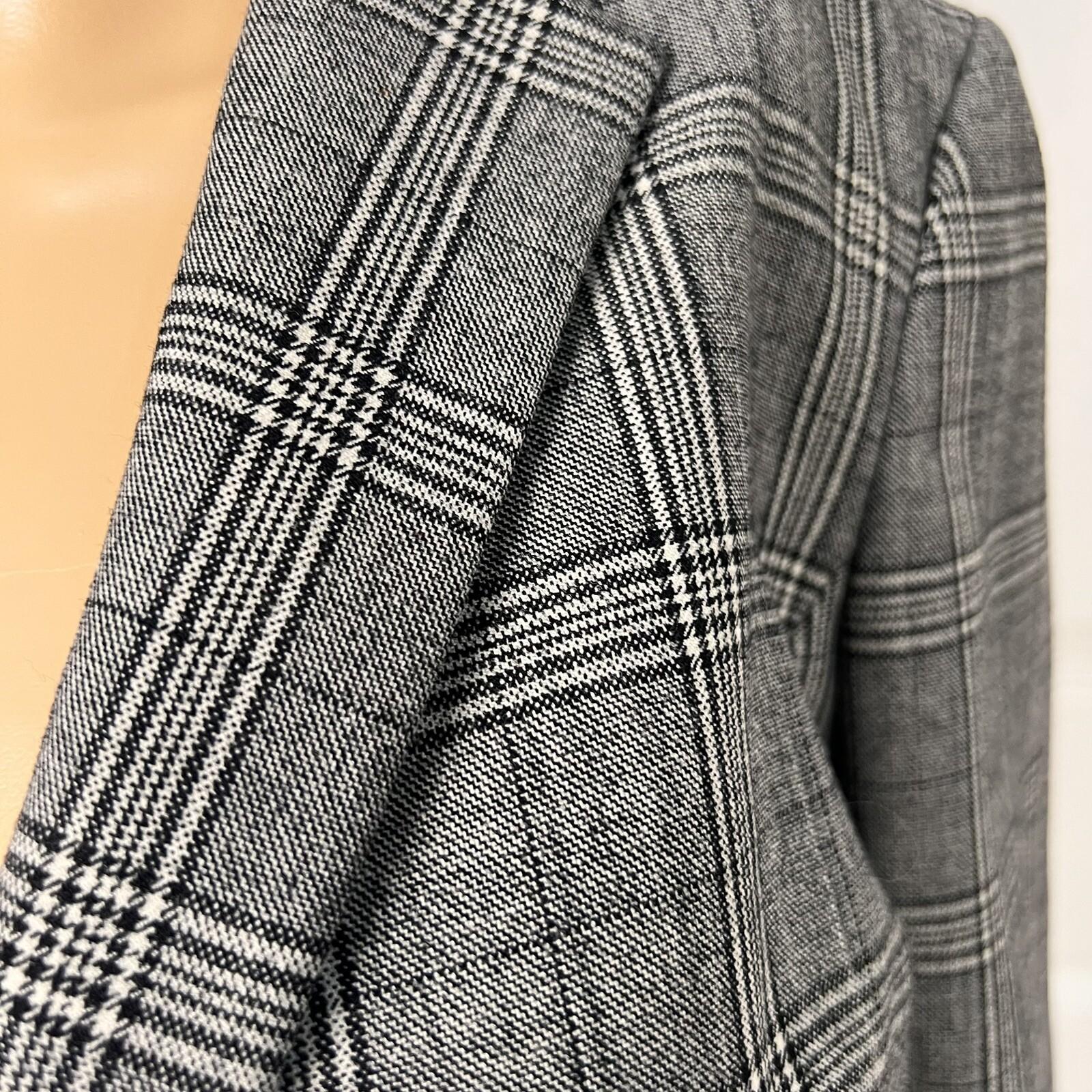 BANANA REPUBLIC 1PC Gray Striped Polyester Spandex Lined  Ruffle Blazer Size 2