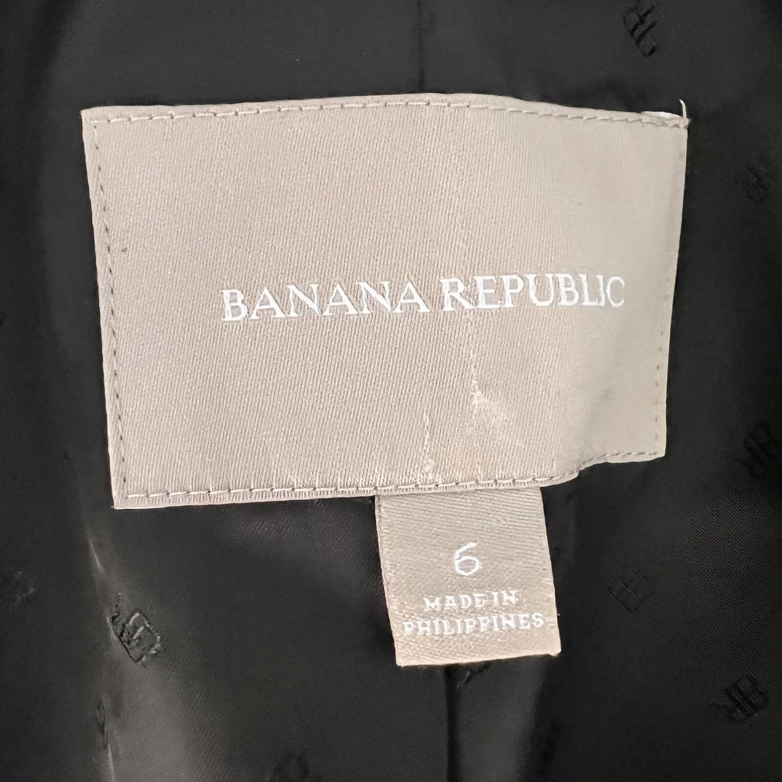 BANANA REPUBLIC 1PC Gray Striped Polyester Spandex Lined  Ruffle Blazer Size 2