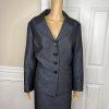 Le Suit Polyester Metallic Skirt Suit Size 16W Charcoal Notch Collar Lined 2PC