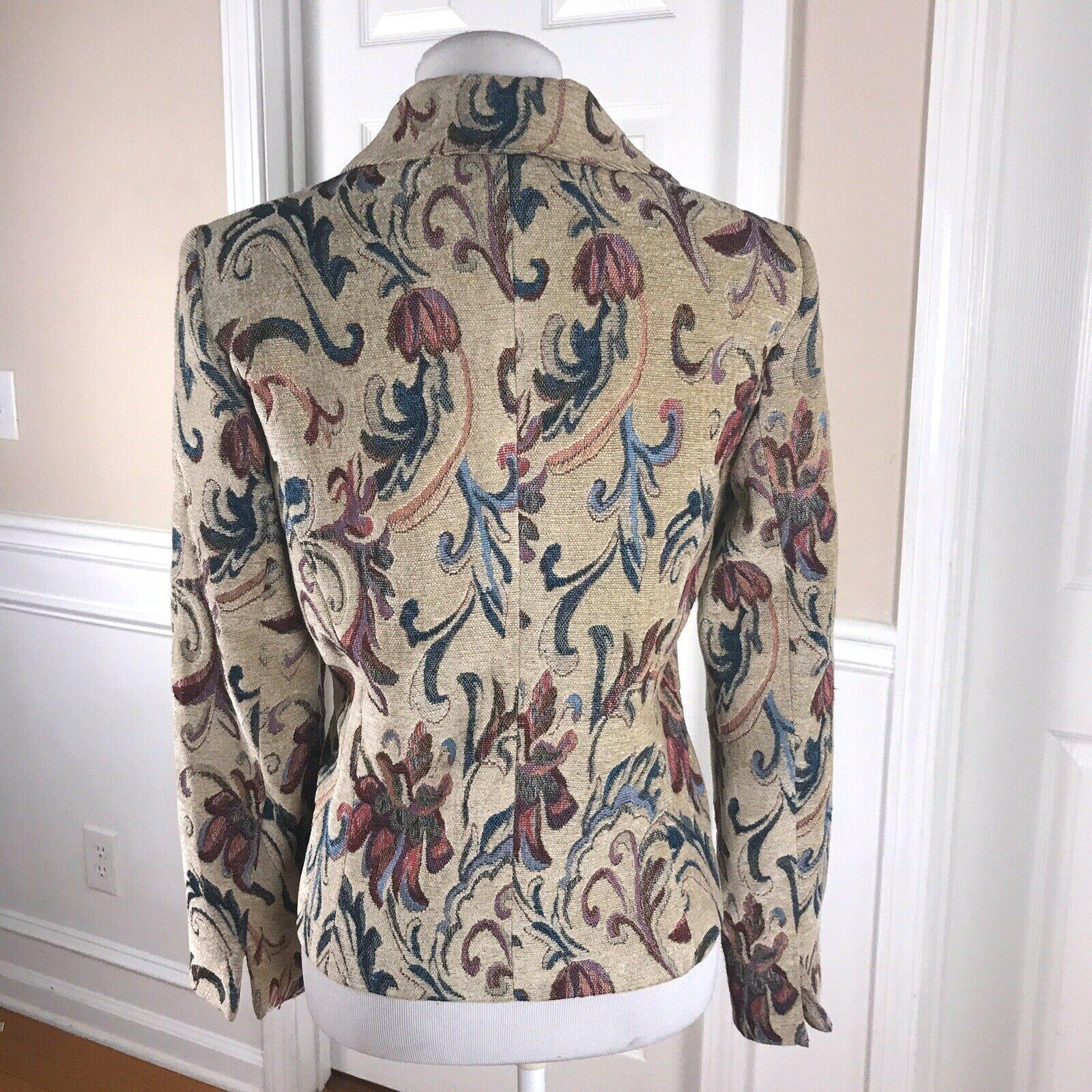 OSCAR Della RENTA Vtg Women Floral Blazer Jacket Size 10