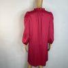 Anne Klein Silk Like Fuchsia Shift Dress Size 6 Tie Neck Bubble Sleeves Pullover