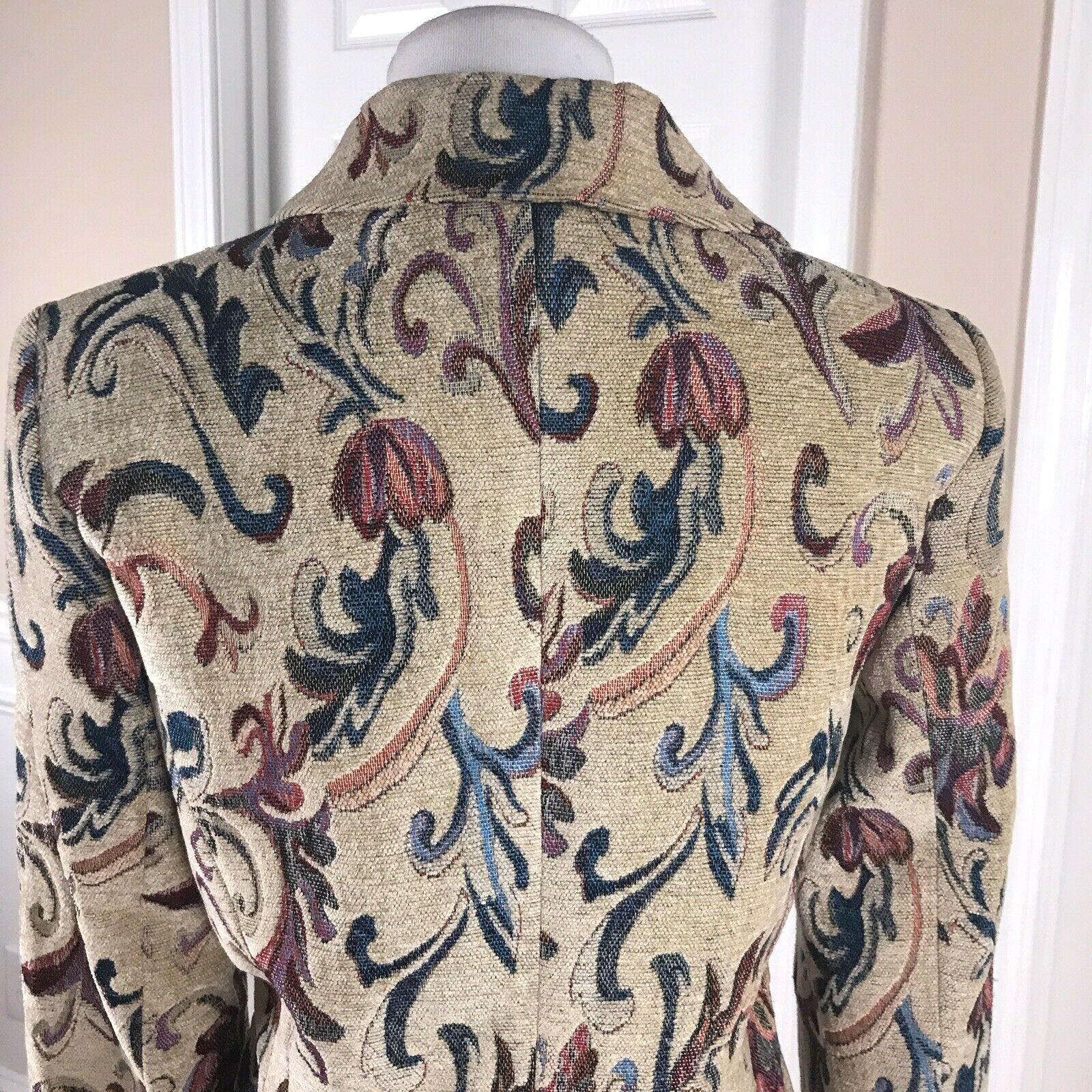 OSCAR Della RENTA Vtg Women Floral Blazer Jacket Size 10