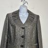 KASPER Polyester Lined Skirt Suit Size 6 Black Silver Shawl Collar Timeless New