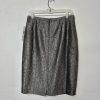 KASPER Polyester Lined Skirt Suit Size 6 Black Silver Shawl Collar Timeless New