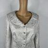 Jones New York Cotton Metallic Skirt Suit 12P Silver Shawl Collar 3/4 Timeless