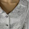 Jones New York Cotton Metallic Skirt Suit 12P Silver Shawl Collar 3/4 Timeless