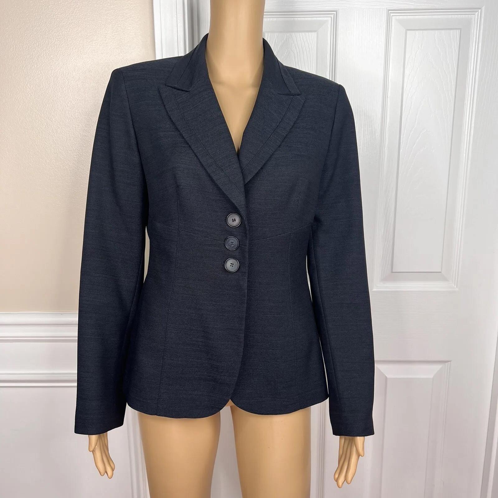SUIT STUDIO Women 1PC Navy Blue Single Breasted Polyester Lined Blazer Size 8