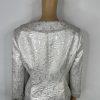 Jones New York Cotton Metallic Skirt Suit 12P Silver Shawl Collar 3/4 Timeless