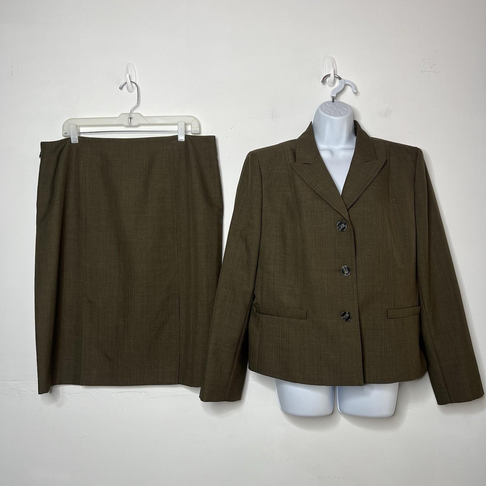 EVAN PICONE Polyester Skirt Suit Size 16 Green Lined Business Timeless 2PC
