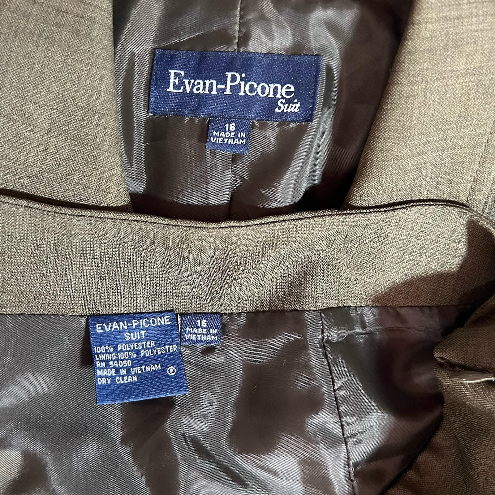 EVAN PICONE Polyester Skirt Suit Size 16 Green Lined Business Timeless 2PC