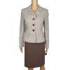 New Jones New York 2PC Brown Beige Polyester Notch Collar Skirt Suit Size 4