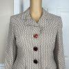 New Jones New York 2PC Brown Beige Polyester Notch Collar Skirt Suit Size 4