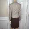 New Jones New York 2PC Brown Beige Polyester Notch Collar Skirt Suit Size 4