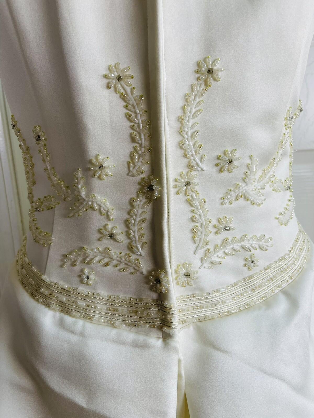 DA VINCI Wedding Dress Size 18 Ivory Beaded Satin Blend Sleeveless Long Train