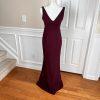 Lulus Polyester Stretch Dress Small Burgundy Sleeveless Maxi Bodycon V neck