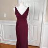 Lulus Polyester Stretch Dress Small Burgundy Sleeveless Maxi Bodycon V neck