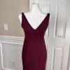 Lulus Polyester Stretch Dress Small Burgundy Sleeveless Maxi Bodycon V neck
