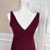Lulus Polyester Stretch Dress Small Burgundy Sleeveless Maxi Bodycon V neck