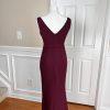 Lulus Polyester Stretch Dress Small Burgundy Sleeveless Maxi Bodycon V neck