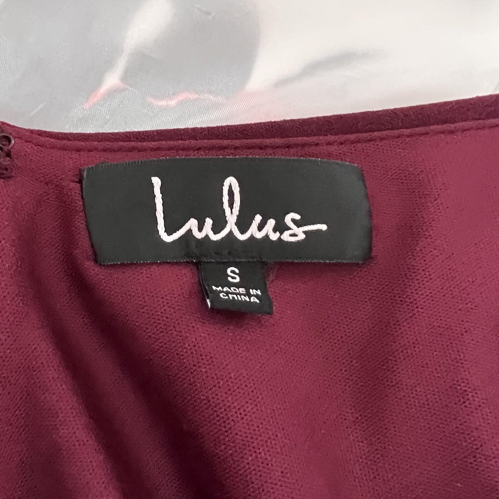 Lulus Polyester Stretch Dress Small Burgundy Sleeveless Maxi Bodycon V neck