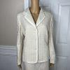 Le Suit Tweed Skirt Suit Size 10 Off White Ruffle 2 Piece Notch Collar Women New