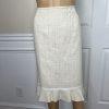 Le Suit Tweed Skirt Suit Size 10 Off White Ruffle 2 Piece Notch Collar Women New