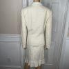 Le Suit Tweed Skirt Suit Size 10 Off White Ruffle 2 Piece Notch Collar Women New