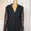OLEG CASINI VTG 2PC Black Acetate Lace Blend Cocktail Mini Skirt Suit Size 16