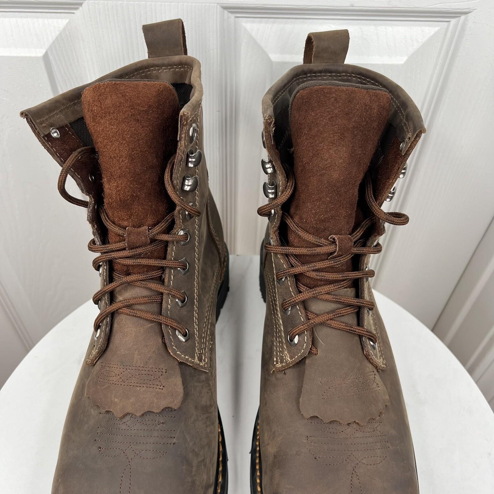 Cody James Leather Boots Size 9EE Brown Waterproof Composite Toe Kiltie Lace Up