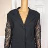 OLEG CASINI VTG 2PC Black Acetate Lace Blend Cocktail Mini Skirt Suit Size 16